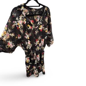 Express Black Dress with Multicolor Floral Design